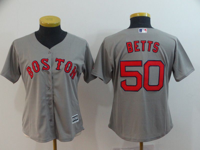 Women Boston Red Sox #50 Betts Grey Game MLB Jerseys